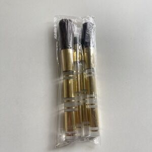 Vtg New Estee Lauder Makeup Brushes Set Of 4 Powder Blush Face Eyes‎ Gold Clear